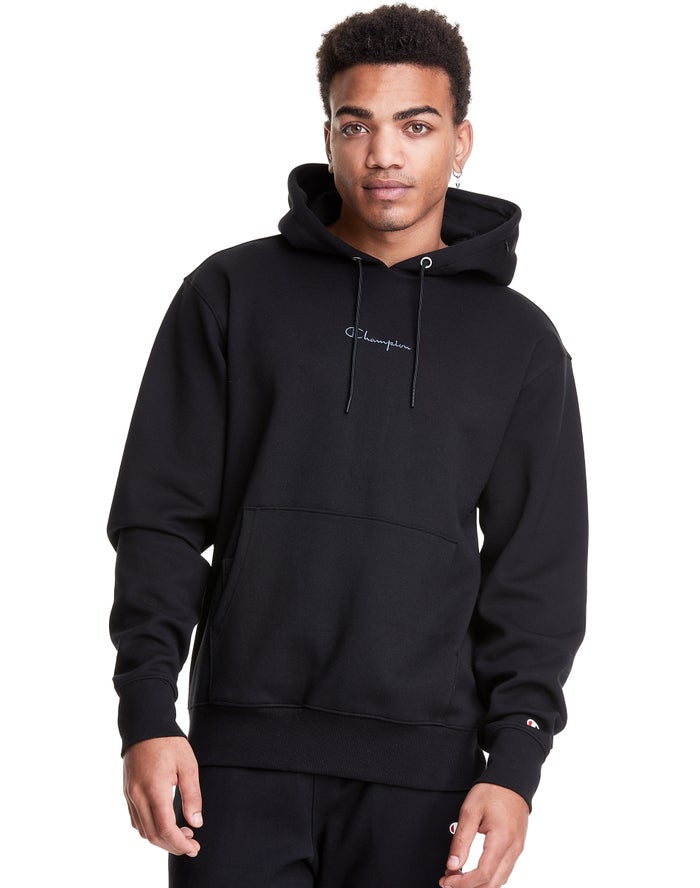 Champion Hoodie Heren - Zwart - Tech Weave Script Logo ( 423850-CLE )